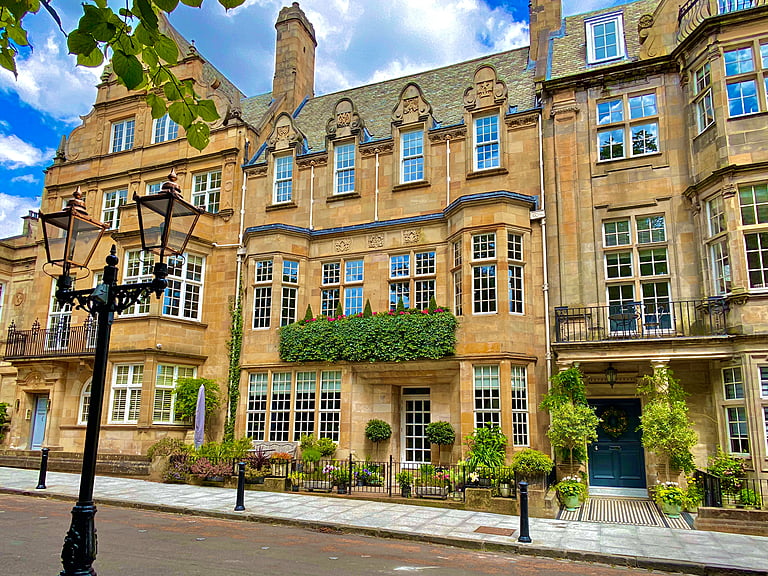 The exterior of Kirklee Mansion, in Glasgow's plush West End.