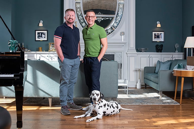 The winner in the West of Scotland group of properties was Kirklee Mansion, owned by John and Jason, pictured with their dog Mitzi Belle. An Edwardian renovation in Glasgow's West End, and originally three separate townhouses, the impressive property is now split to form single level apartments, with Kirklee Mansion sitting on the first floor.