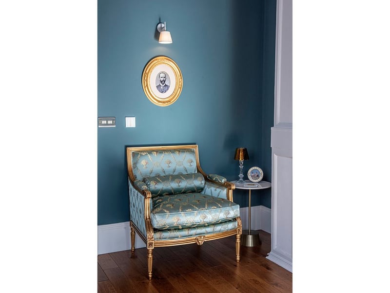 The couple’s favourite spot is an armchair called Lilibet which has the best views of their expansive living room and sits under a picture of Sir George Arthur Mitchell, the original owner of Kirklee Mansion.