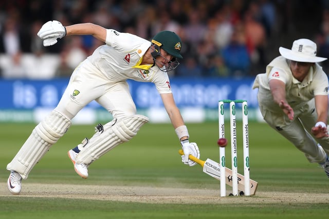 Marnus Labuschagne of Australia makes his ground underpressure from Stuart Broad of England during day five of the 2nd Specsavers Ashes Test match at Lord's Cricket Ground on August 18, 2019 in London, England. (Photo by Gareth Copley/Getty Images)