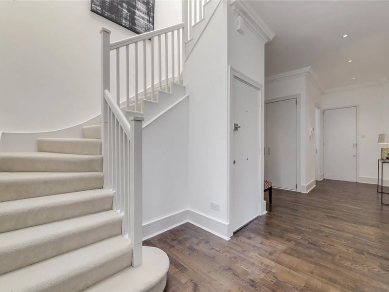 The stairs leading to the upper floor