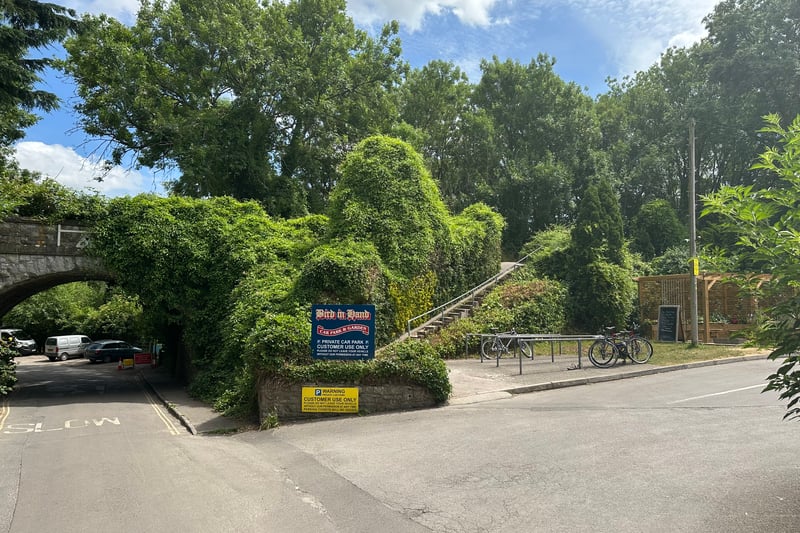 At the bottom of the car park for The Bird in Hand pub is a stairway which takes you up to the Bristol to Bath Railway Path, which was fully opened in 1985 following the closure of the Mangotsfield and Bath branch line in 1971.