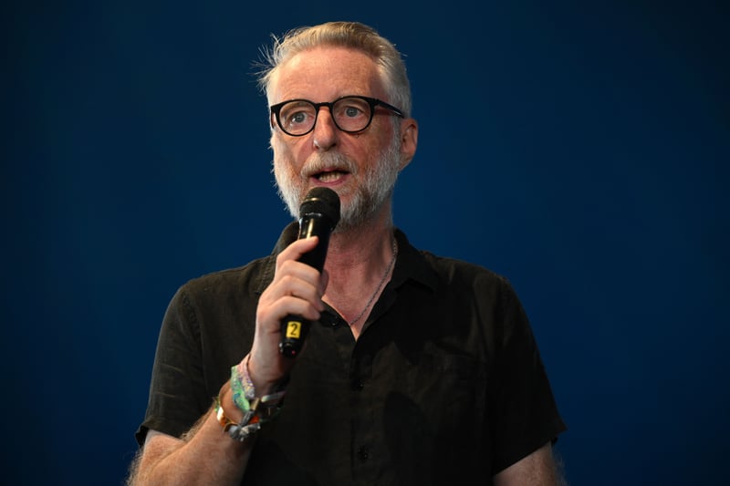 British singer song-writer Billy Bragg hosts a panel discussing women's rights and Iran in the left field tent on day 3 of the Glastonbury festival in the village of Pilton in Somerset, southwest England, on June 23, 2023. The festival takes place from June 21 to June 26. (Photo by Oli SCARFF / AFP) (Photo by OLI SCARFF/AFP via Getty Images)