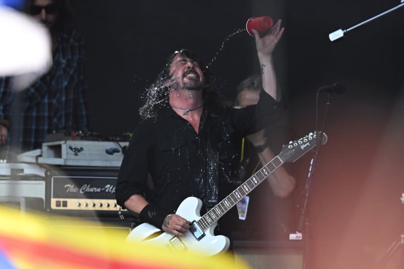 Dave Grohl of Foo Fighters performs as part of the mystery band "The Churnups" on Day 3 of Glastonbury Festival 2023 on June 23, 2023 in Glastonbury, England. (Photo by Leon Neal/Getty Images)