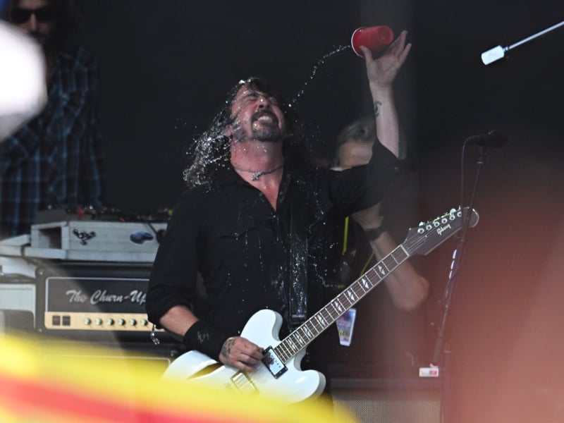 Dave Grohl of Foo Fighters performs as part of the mystery band "The Churnups" on Day 3 of Glastonbury Festival 2023 on June 23, 2023 in Glastonbury, England. (Photo by Leon Neal/Getty Images)