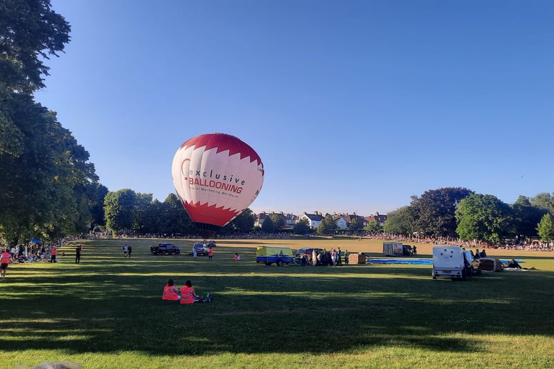 Hundreds line the perimeter of Redcatch Park to see the balloon go up in the sky (Photo credit: Chris Ward)