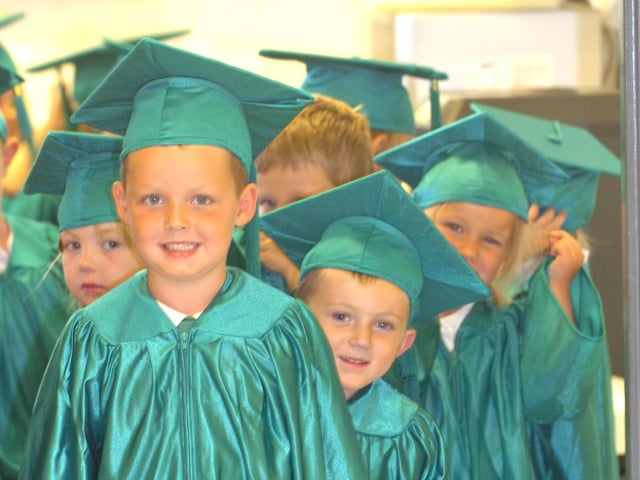 Look at the smiles from these reception class pupils at Murton Community School at their graduation ceremony in 2009.