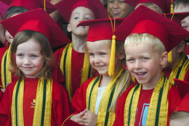Such a happy day at Fingerpaint Nursery in Ryhope in 2008. 
Can you believe it's 15 years since  Anna Noble, Kaitlyn Hodgson  and Andrew Brennan were photographed at their graduation.