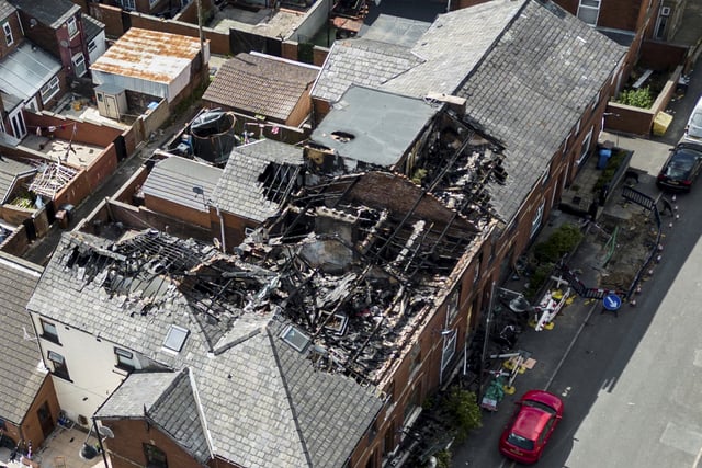 Drone image reveals the full scale of the devastation.