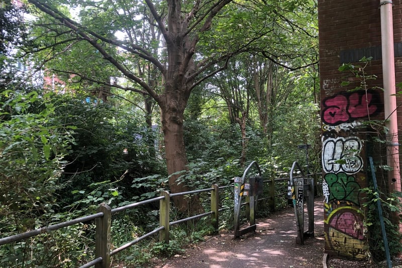 The Malago Greenway foot and cycle path runs alongside the river at the foot of houses on Windmill Hill.