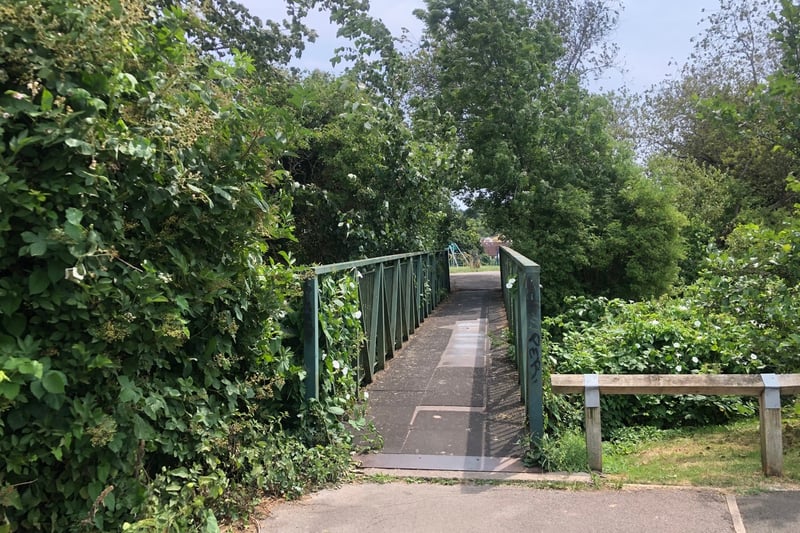 As it flows through Bedminster, there’s a footbridge over the river near Marksbury Road park.