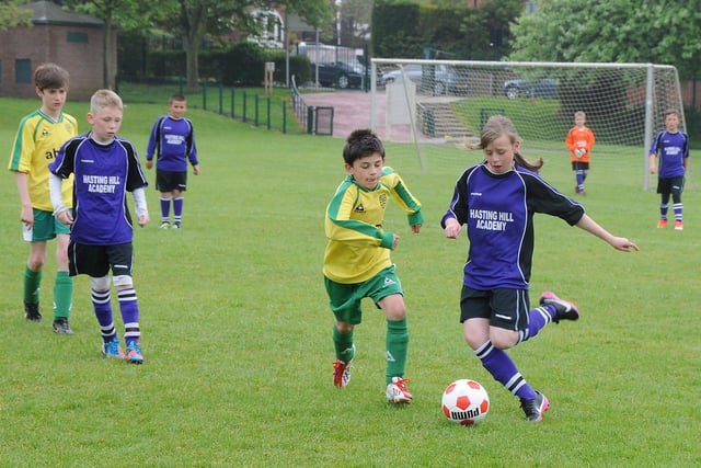 Hasting Hill Academy Year 6 (purple) took on Hill View Juniors Year 6 (yellow) in this 2013 game.