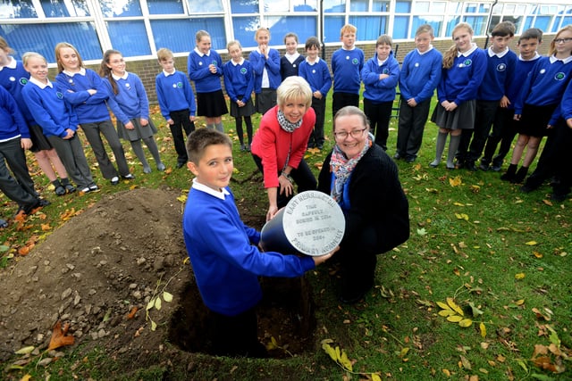 Pupils at East Herrington Primary School buried a time capsule as part of their 50th anniversary celebrations in 2014.
