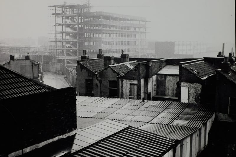 The office block next to St Catherine’s Place under construction, taken from Windmill Hill (image: The Sainsbury Archive)