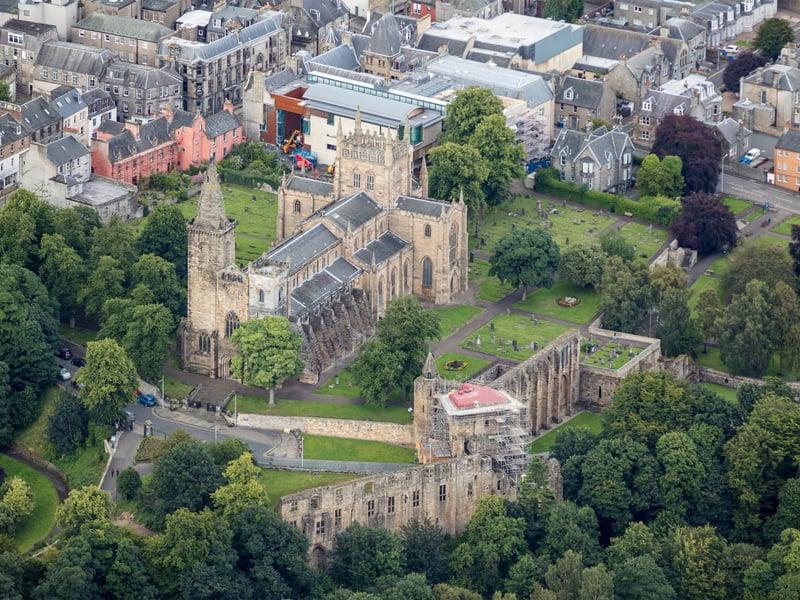 Dunfermline Palace (in Fife) is a ruined Scottish royal palace. It was the personal residence of James VI’s queen, Anna of Denmark. Charles I was born there in 1600 who was the last monarch to be born in Scotland. However, royal interest in the property waned after James and Anna left for London in 1603, it has since fallen into a state of disrepair.