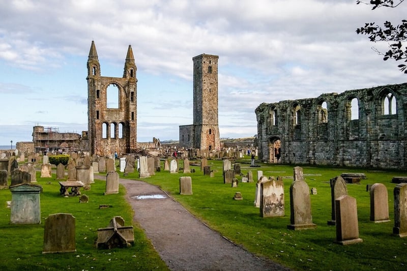 Also known as “the Cathedral of St Andrew” this is a ruined cathedral located in St Andrews, Fife. Undiscovered Scotland tells us: “A religious community was probably first located on this site in about 732, when relics of St Andrew were brought to what was then known as Kilrimont or Cennrígmonaid by Bishop Acca of Hexham. There is an alternative and probably more fanciful story, that Saint Rule (also known as St Regulus) brought a number of St Andrew's bones here by boat in 347, having sailed from Patras in Greece and eventually surviving a shipwreck near the site of today's harbour.”