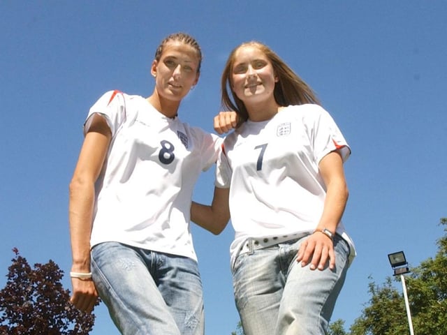 Jill Scott and Steph Houghton were pictured when they were selected for the England squad in 2005.