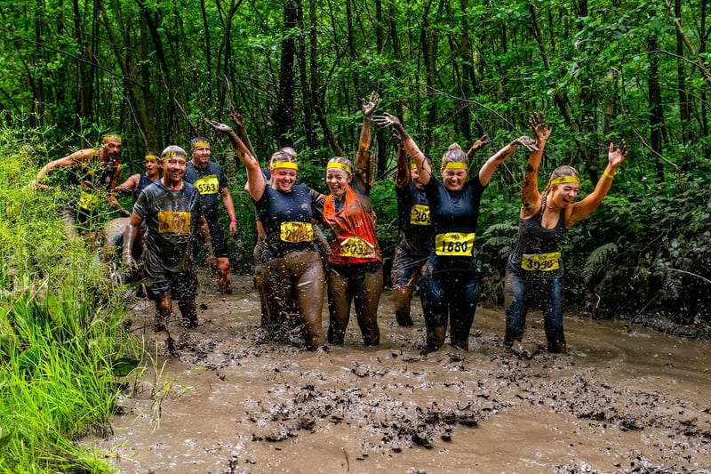 Hundreds of happy people took on the muddy challenge at Bramham Park on Saturday.