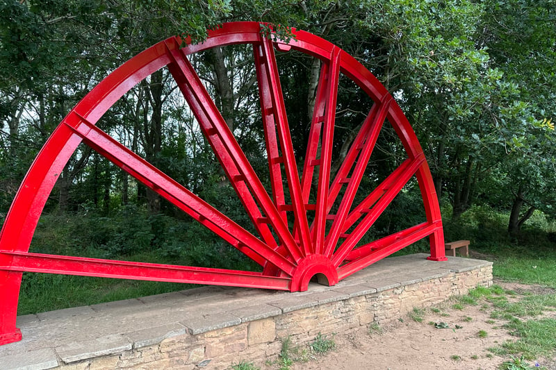 This wheel was installed at one corner of Centenary Field to mark the village’s industrial past. It’s recently had a lick of red paint, by the looks of it.