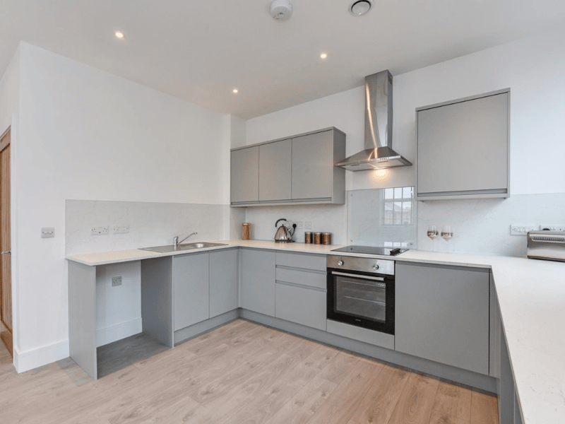 A wider view of the kitchen