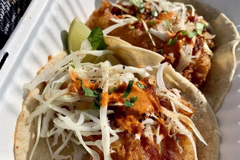 If you are looking for a quick bite on your way to the game, stop off at Sacred Tum Tacos for these delicious fish tacos. 
