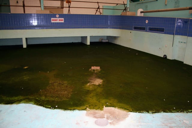 Once a hive of activity. Here's the deep end of the Crowtree pool just before its demolition.