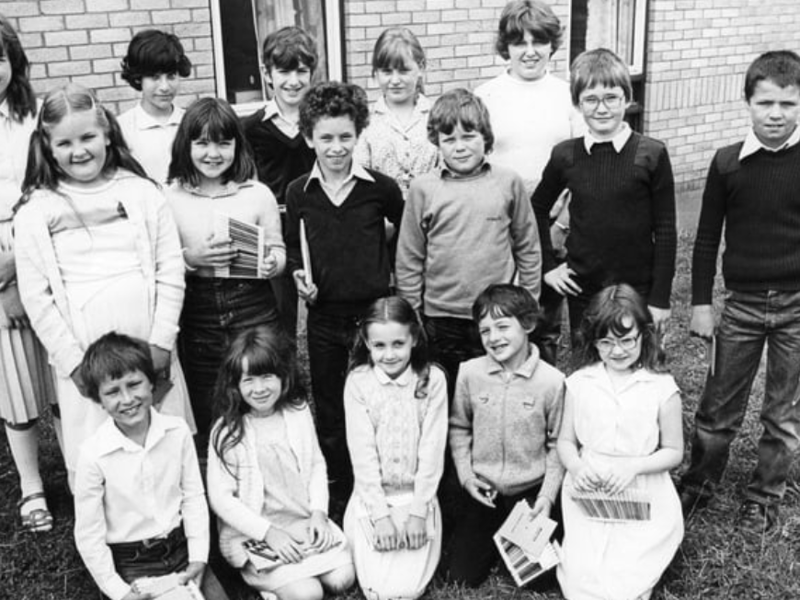 Pupils of Hadrian Junior School received prizes in an art competition sponsored by Hadrian Building Society in 1981. Society's chairman, Gordon Durham presented the awards but can you name the pupils pictured? Photo: Shields Gazette