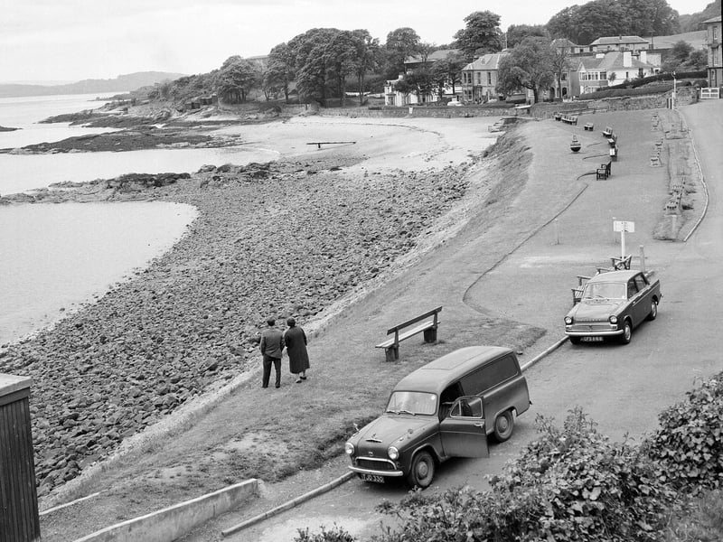 Visitors' cars on Aberdour Beach, in Fife, in 1966.