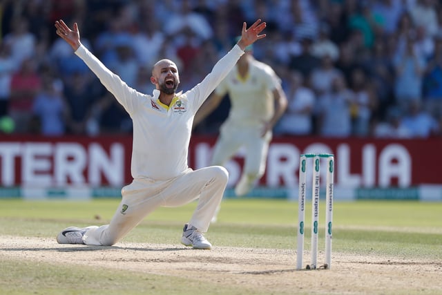 Nathan Lyon of Australia appeals for the wicket of Ben Stokes of England before being given not out during day four of the 3rd Specsavers Ashes Test match between England and Australia at Headingley on August 25, 2019 in Leeds, England. (Photo by Ryan Pierse/Getty Images)