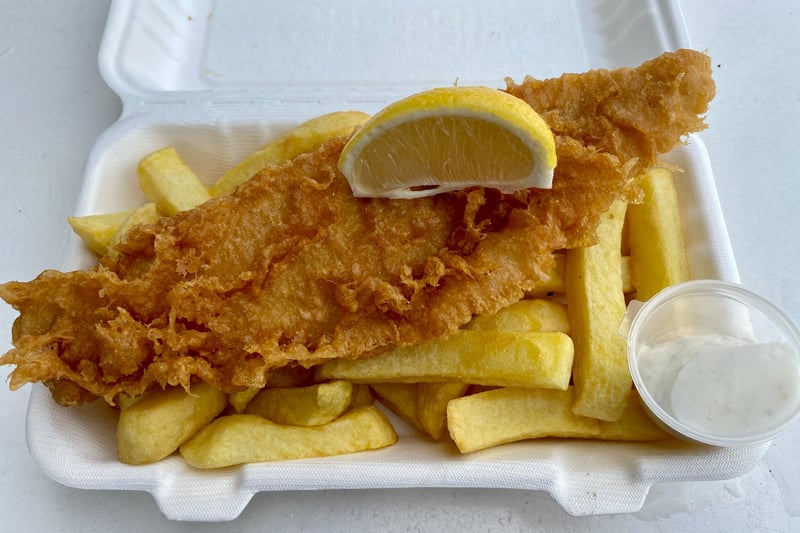Battered haddock with twice cooked chips from Catch West End on Gibson Street. 