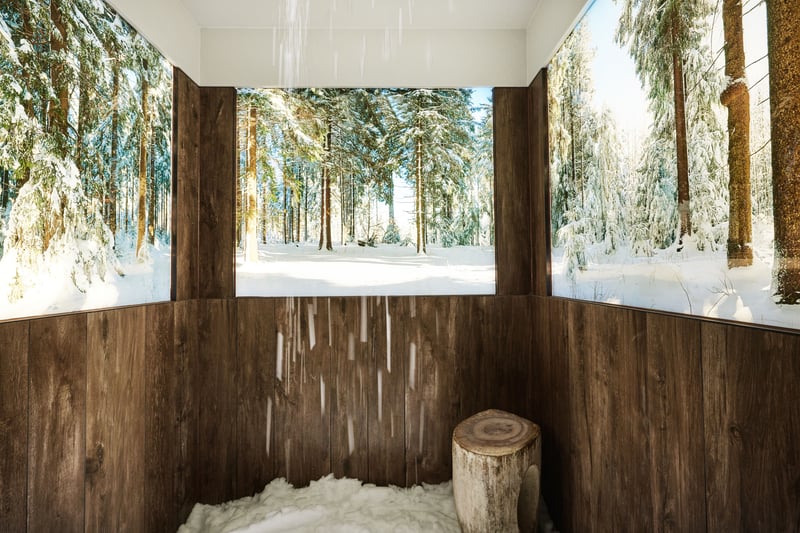 The spa now boasts the first snow shower in Scotland, one of only two in the UK, where guests can stand or sit as fresh snow falls upon them - which encourages body temperature and blood circulation to restore to normal temperatures, promoting recovery and release of muscle tension. 