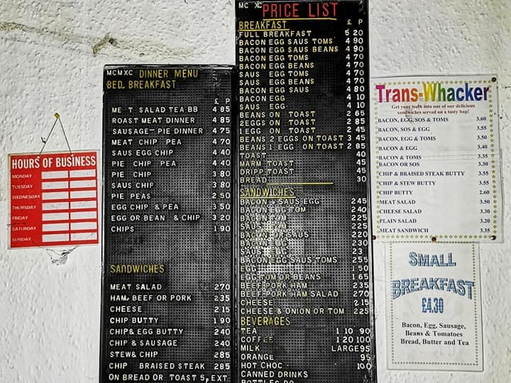 The price board is still on the wall.