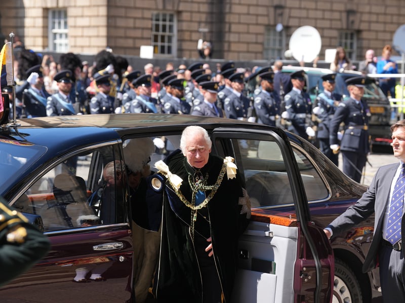 King Charles III arriving at St Giles' Cathedral during a National Service of Thanksgiving and Dedication.