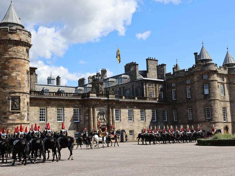 Members of the armed forces at the Palace of Holyroodhouse during a National Service of Thanksgiving and Dedication.