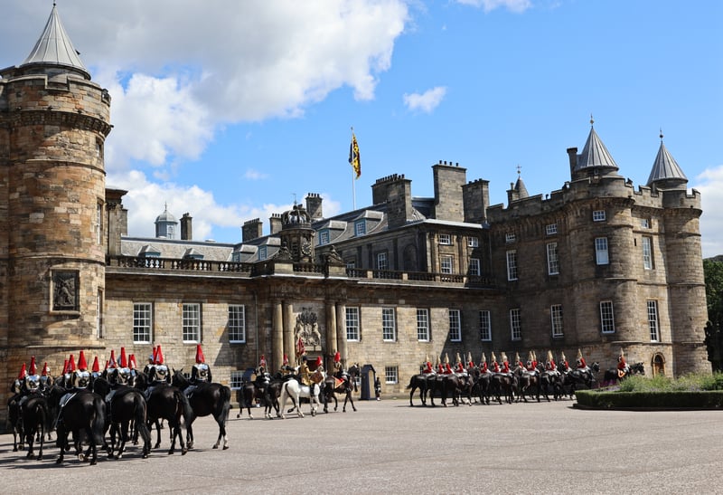 Members of the armed forces at the Palace of Holyroodhouse during a National Service of Thanksgiving and Dedication.