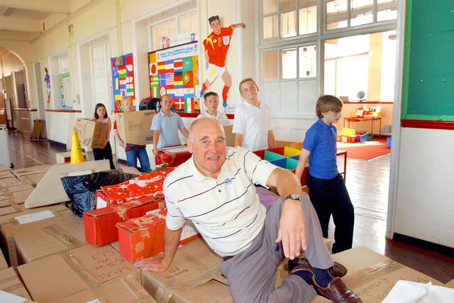 Alan Evans took a break from packing at Murton County Primary School in 2006, the year he retired as head teacher and the school closed.