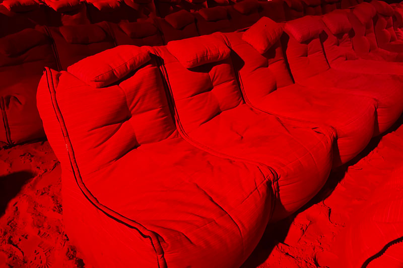 The beanbag chairs at Backyard Cinema are super comfy. 