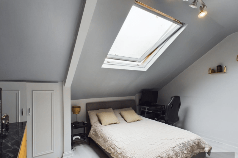 This bedroom allows for lots of natural light