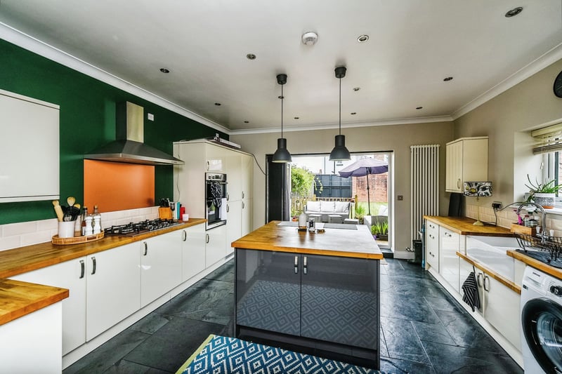 The kitchen/breakfast room boasts all the space you need for whipping up culinary creations as well as French doors that open out onto the garden. Could you see yourself relaxing with a morning coffee here?