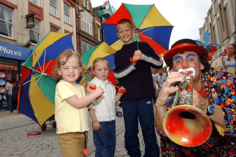 Fire eaters, jugglers and Marco the Clown all provided the Bank Holiday entertainment for the King Street crowds in 2003. Were you there? Photo: IB