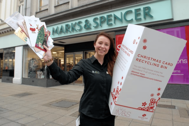 Over at Marks and Spencers, they were going green by recycling Christmas cards in 2011. Photo: IB