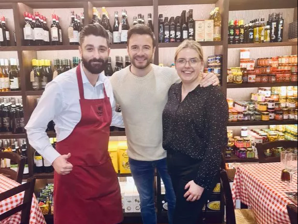 The Westlife star was in a world of his own at Sarti’s on Bath Street.