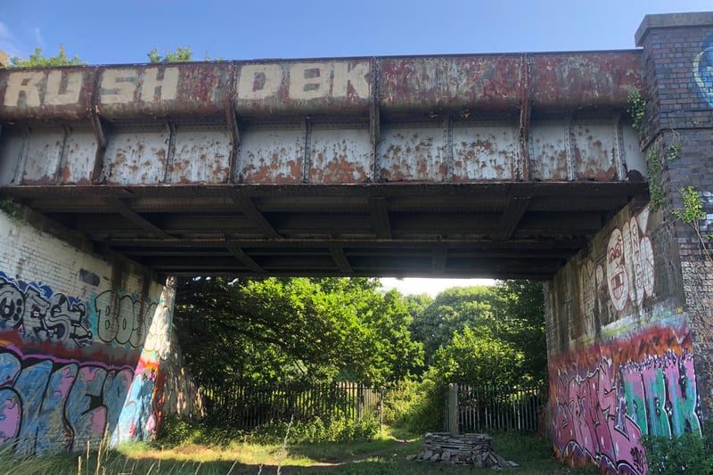 At one point of the Severn Way, you have to walk under this railway bridge and through a metal fence before walking up steps to a beautiful meadow.