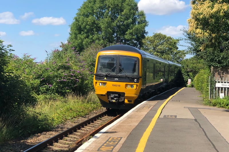The train from Severn Beach arrives at the pretty Shirehampton station on its way to Temple Meads.