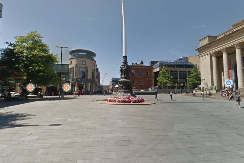The joint-second highest number of reports of robbery in Sheffield in May 2023 were made in connection with incidents that took place on or near Barker's Pool, Sheffield city centre, with 2