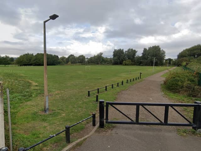 The girl was reportedly walking with a group of friends through Eastwood Playing Fields, off Eldon Road and Hardwicke Road, in the Eastwood area of Rotherham, when she was raped at around 9pm on Thursday, July 6, 2023. Picture: Google