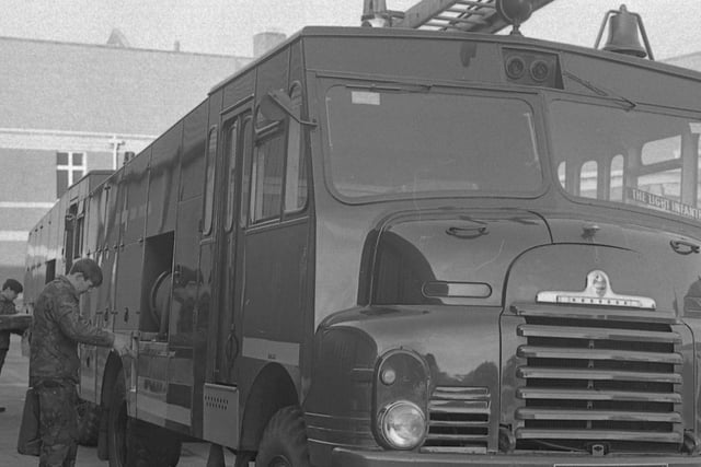 Refuelling a Green Goddess at Dykelands Road Drill Hall - ready for the order to pull out in 1978.