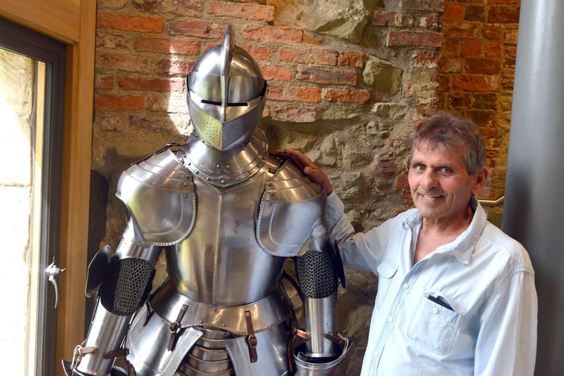 Cllr Denny Wilson meets one of the resident knights.