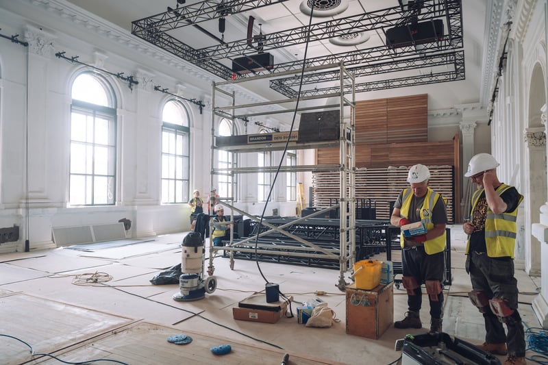 Contractors are completing the finishing touches to the restoration of the hall 