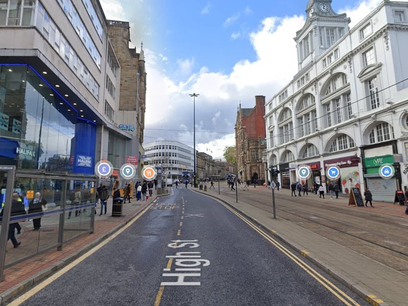 The joint second-highest number of reports of antisocial behaviour in Sheffield in May 2023 were made in connection with incidents that took place on or near High Street, Sheffield city centre, with 7